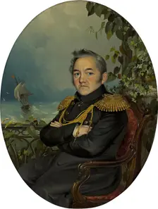Portrait of Admiral Mikhail Lazarev, 1845. Creator: Robert Schwede