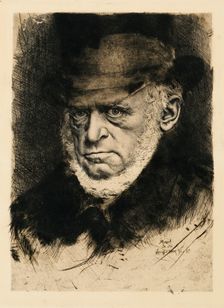 Portrait of Adolph von Menzel, 1885. Creator: Karl Stauffer-Bern