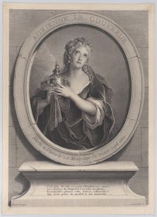 Portrait of Adrienne Lecouvreur as Cornelia in Corneille's "La Mort de Pompée", 1730. Creator: Pierre Imbert Drevet