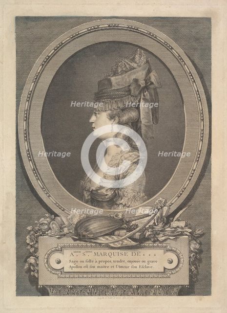 Portrait of Adrienne-Sophie Marquise de ***, 1779. Creator: Augustin de Saint-Aubin.