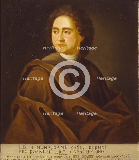 Portrait of Afanasi Tatishchev, Batman of Tsar Peter I (1685-1750), 1717. Artist: Dannhauer (Tannhauer), Johann Gottfried (1680-1737)