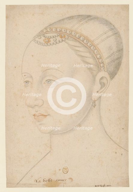 Portrait of Agnès Sorel (1422-1450), c1535-1550. Creator: Fouquet, Jean, (After) .