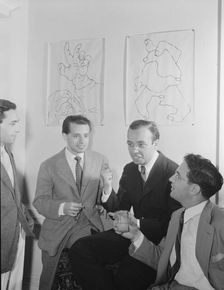 Portrait of Ahmet M. Ertegun, Nesuhi Ertegun, and William P. Gottlieb..., Washington, D.C., ca1940. Creator: Delia Potofsky Gottlieb