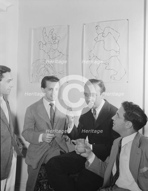 Portrait of Ahmet M. Ertegun, Nesuhi Ertegun, and William P. Gottlieb..., Washington, D.C., ca1940. Creator: Delia Potofsky Gottlieb.