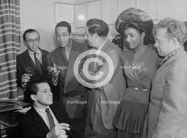 Portrait of Ahmet M. Ertegun, Nesuhi Ertegun, Duke Ellington, William P. Gottlieb..., Maryland, 1941 Creator: Delia Potofsky Gottlieb.