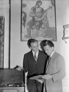 Portrait of Ahmet M. Ertegun and Nesuhi Ertegun, Turkish Embassy, Washington, D.C., ca. 1940. Creator: William Paul Gottlieb