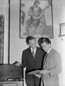 Portrait of Ahmet M. Ertegun and Nesuhi Ertegun, Turkish Embassy, Washington, D.C., ca. 1940. Creator: William Paul Gottlieb