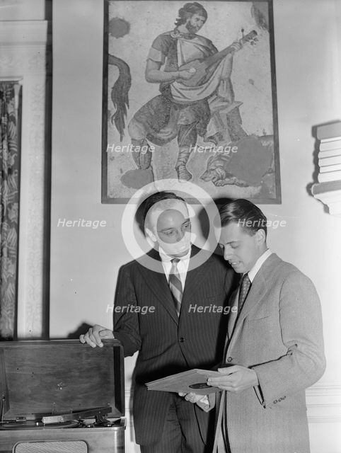 Portrait of Ahmet M. Ertegun and Nesuhi Ertegun, Turkish Embassy, Washington, D.C., ca. 1940. Creator: William Paul Gottlieb.