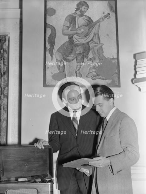 Portrait of Ahmet M. Ertegun and Nesuhi Ertegun, Turkish Embassy, Washington, D.C., ca. 1940. Creator: William Paul Gottlieb.