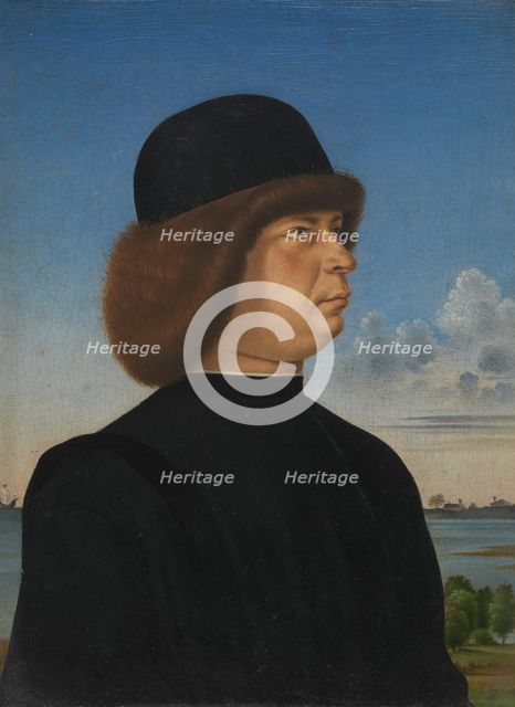 Portrait of Alvise Contarini(?); (verso) A Tethered Roebuck, ca. 1485-95. Creator: Jacometto Veneziano.