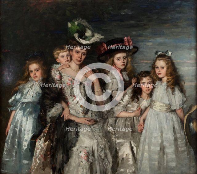 Portrait of Aleida Gijsberta Maria van Ogtrop-Hanlo (1871-1944) and her five children, 1906. Artist: Schwartze, Thérèse (1851-1918)