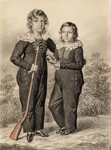 Portrait of Alexander and Alexei Dondukov-Korsakov, End of 1820s-Early 1830s. Creator: Hampeln, Carl, von (1794-after 1880)