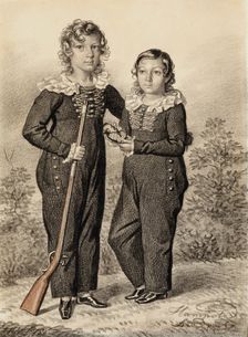 Portrait of Alexander and Alexei Dondukov-Korsakov, End of 1820s-Early 1830s. Creator: Hampeln, Carl, von (1794-after 1880)