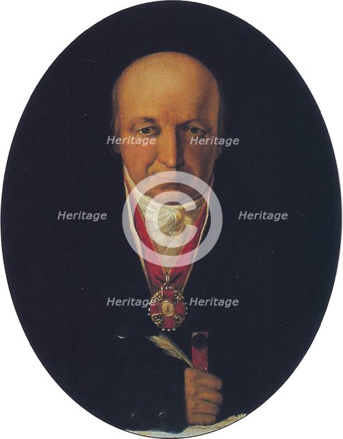 Portrait of Alexander Baranov, chief of the Russian-American Company, first governor of Russian Alaska, 1818. Artist: Tikhanov, Michail (1789-1862)