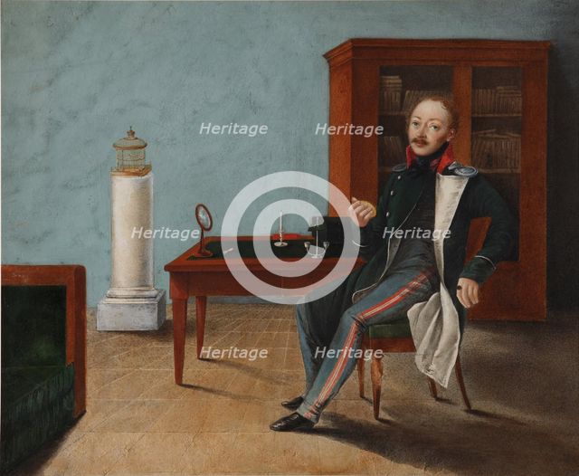 Portrait of Alexander Stepanovich Talyzin (1795-1858) in his studio, 1820s. Artist: Anonymous  