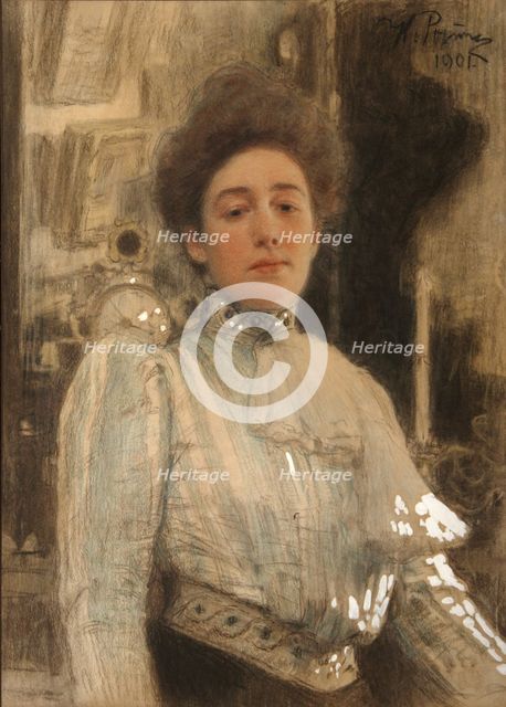 Portrait of Alexandra Pavlovna Botkina (1867-1959), 1901. Artist: Repin, Ilya Yefimovich (1844-1930)