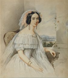 Portrait of Alexandra Smirnova-Rosset (1809-1882), 1844. Artist: Alexeyev, Nikolai Mikhailovich (1813-1880)