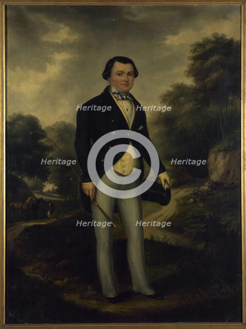 Portrait of Alexandre Perumon (1815-1886), in riding outfit, Bois de Boulogne, c1845. Creator: Unknown.