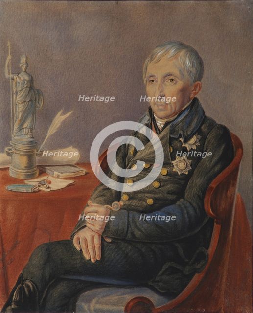 Portrait of Alexey Nikolayevich Olenin (1763-1843), 1820s. Artist: Olenin, Pyotr Alexeevich (1828-1855)