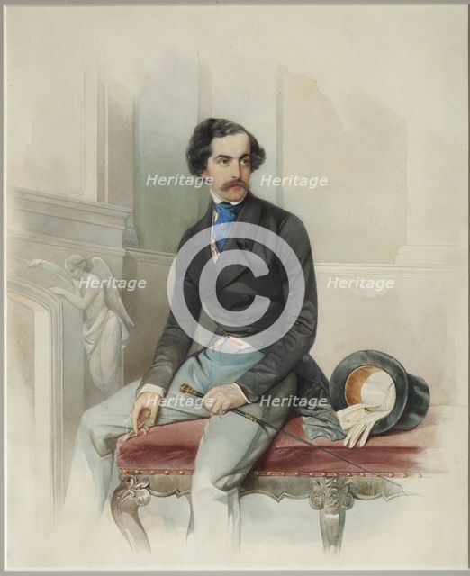 Portrait of Alexey Arkadyevich Stolypin (Mongo) (1816-1858), 1845. Artist: Hau (Gau), Vladimir Ivanovich (1816-1895)