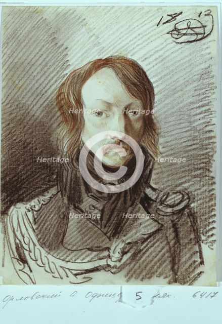 Portrait of Alexei Pavlovich Lanskoy (1789-1855), 1813. Artist: Orlowski, Alexander Osipovich (1777-1832)