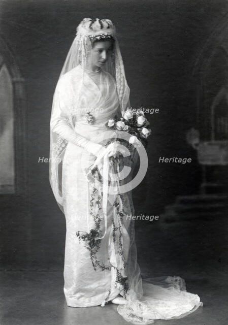 Portrait of Alfhild Arosenius (1880-1966) in wedding dress, 1913. Creator: Ferdinand Flodin.
