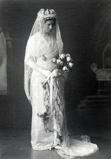 Portrait of Alfhild Arosenius (1880-1966) in wedding dress, 1913. Creator: Ferdinand Flodin