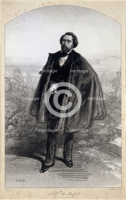 Portrait of Alfred de Musset (1810-1857), .