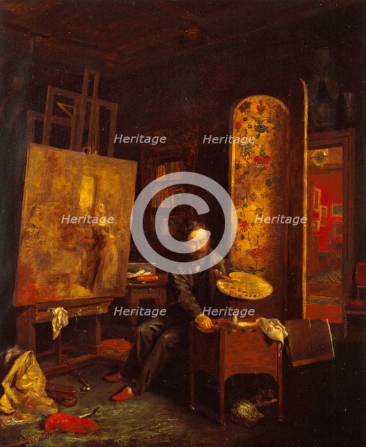 Portrait of Alfred Elmore R.A. in his studio, c1859. Creator: William Maw Egley.