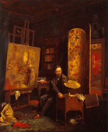 Portrait of Alfred Elmore R.A. in his studio, c1859. Creator: William Maw Egley