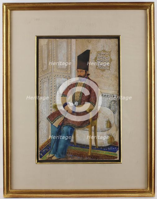 Portrait of 'Ali Quli Mirza, I'tizad al-Saltana, dated A.H. 1273/A.D. 1856-7. Creator: Abu'l Hasan Ghaffari.