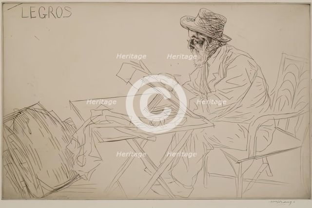 Portrait of Alphonse Legros, 1910. Creator: William Strang.