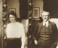Portrait of Alphonse Mucha and His Wife, negative 1920s; print about 1980. Creator: Alphonse Mucha