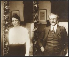 Portrait of Alphonse Mucha and His Wife, negative 1920s; print about 1980. Creator: Alphonse Mucha