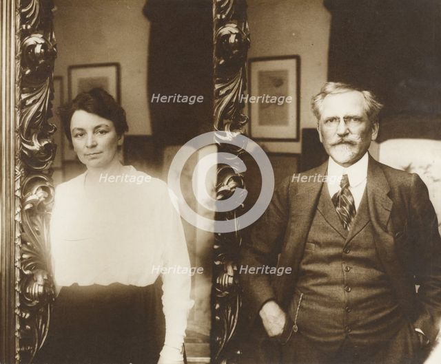 Portrait of Alphonse Mucha and His Wife, negative 1920s; print about 1980. Creator: Alphonse Mucha.