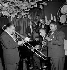 Portrait of Art Hodes, Pops Foster, Cecil (Xavier) Scott, and George Luggi, Ole South, N.Y., 1946. Creator: William Paul Gottlieb
