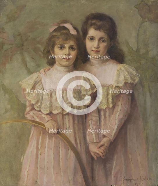 Portrait of Artist's Daughters, 1900. Creator: Yekaterina Zarudnaya-Cavos.