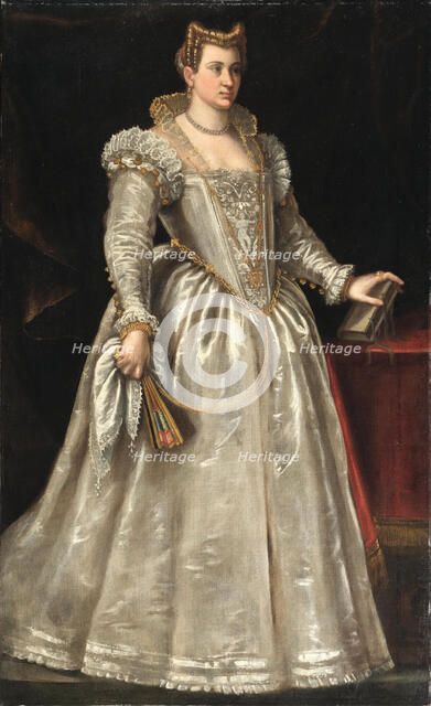 Portrait of Archduchess Eleanor of Austria (1534-1594), Duchess of Mantua. Creator: Vicentino, Andrea (c. 1542-1617).