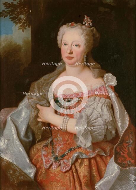Portrait of Archduchess Maria Anna of Austria (1683-1754), Queen of Portugal, c 1729. Creator: Ranc, Jean (1674-1735).