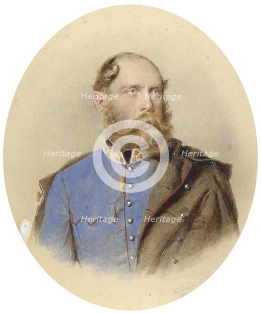 Portrait of Archduke Karl Ludwig of Austria (1833-1896) as Proprietor of the Uhlan Regiment..., 1872 Creator: Kriehuber, Josef (1800-1876).