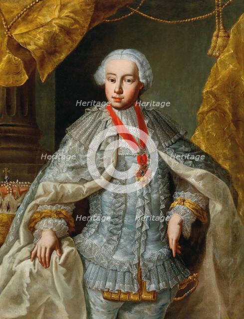 Portrait of Archduke Leopold (future Emperor Leopold II) in wedding gown, ca 1764-1765. Creator: Anonymous.