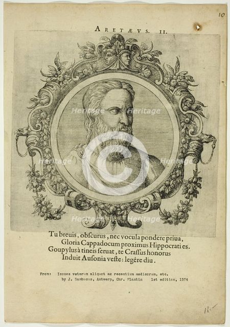 Portrait of Aretaeus, published 1574. Creators: Unknown, Johannes Sambucus.