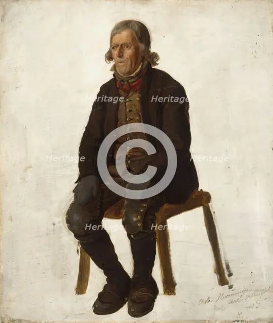 Portrait of Asle Hermandson from Hallingdal, probably 1849. Creator: Adolph Tidemand.