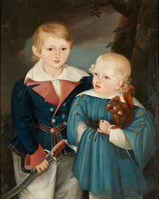 Portrait of August and Jan Sachark, c1835. Creator: Franciszek Charugiewicz