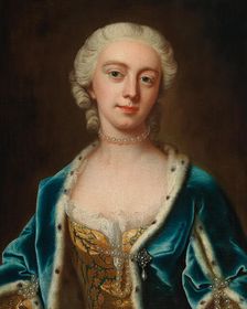 Portrait of Augusta of Saxe-Gotha (1719-1772), Princess of Wales, Mid of the 18th cen. Creator: Du Pan, Barthélémy (1712-1762)