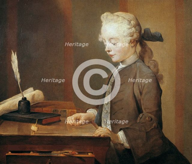 Portrait of Auguste Gabriel Godefroy (A Child with a Teetotum), 1741. Creator: Chardin, Jean-Baptiste Siméon (1699-1779).