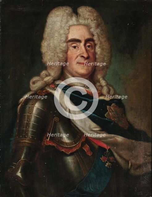 Portrait of Augustus II the Strong (1670-1733) with the Polish Order of the White Eagle, c1730. Creator: Anonymous ().