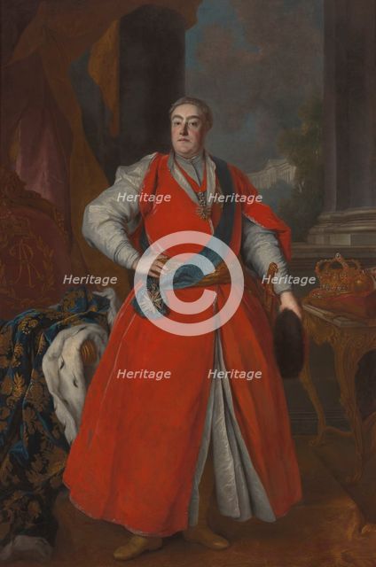 Portrait of Augustus III of Saxony (1696-1763), King of Poland, c1737. Creator: Louis de Silvestre.