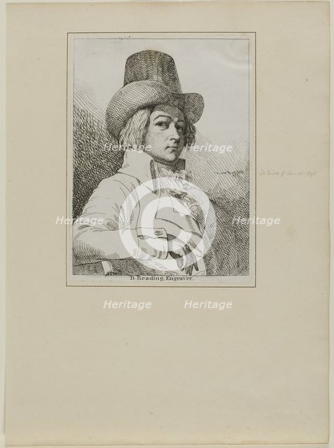 Portrait of B. Reading, Engraver, June 16, 1798. Creator: Samuel de Wilde.