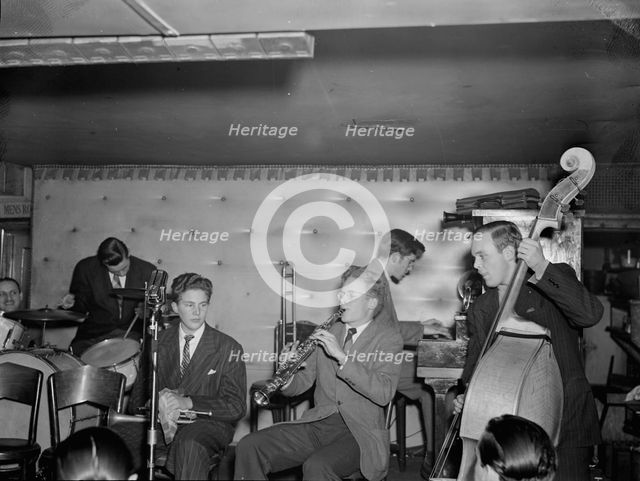 Portrait of Bob Wilber, Johnny Glazel, Dick Wellstood, Charlie Traeger..., New York, ca. Dec. 1946. Creator: William Paul Gottlieb.